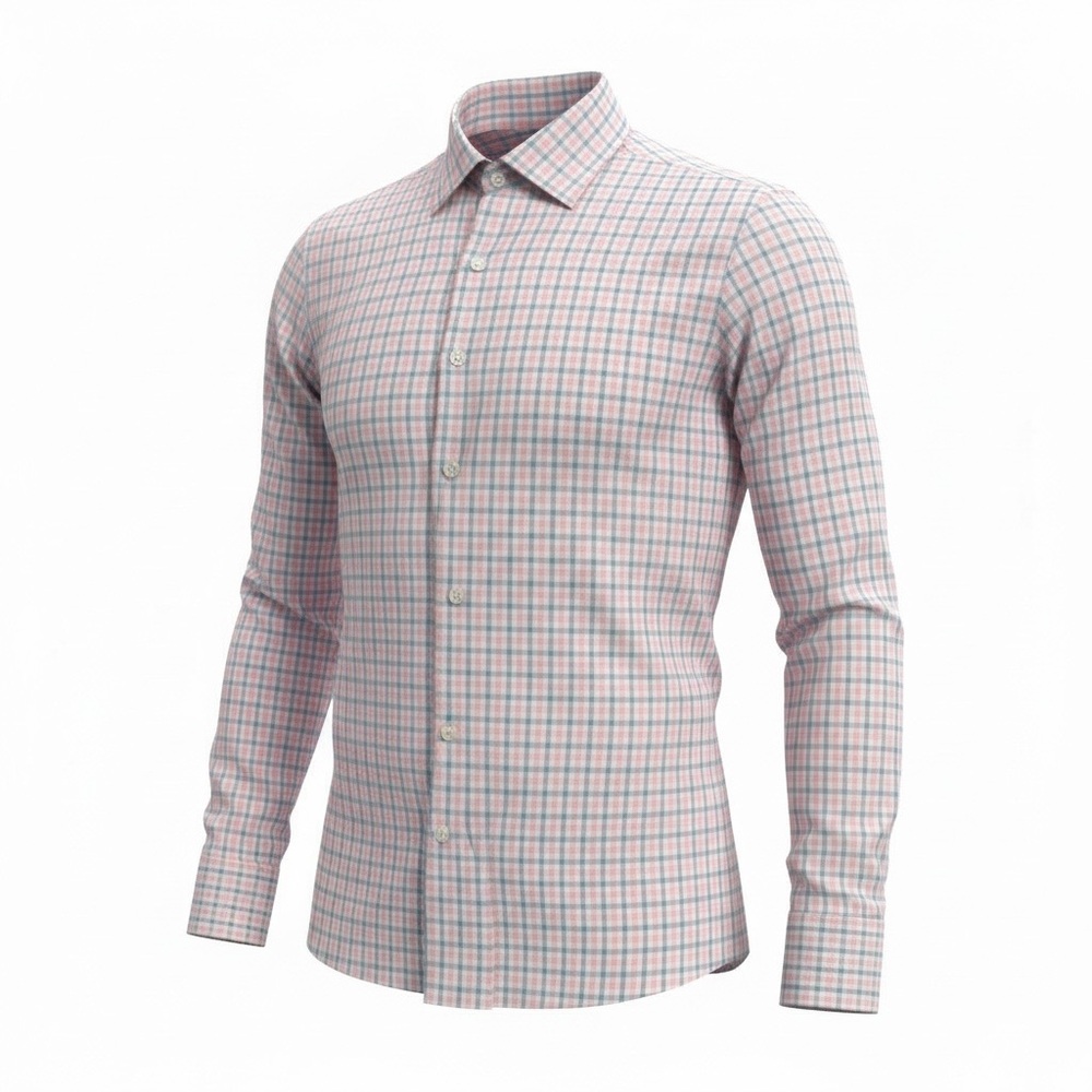 Men's Pink Plaid Dress Shirt - Unbranded